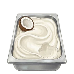 A pan of coconut gelato, painted for the game