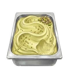 A pan of pistachio gelato, painted for the game