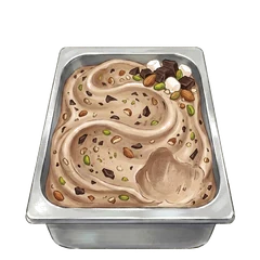 A pan of rock stone gelato, painted for the game